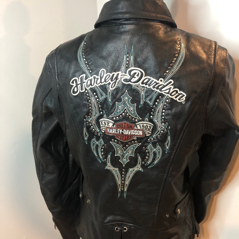 Harley-Davidson Women's Black Embroidered Leather Jacket